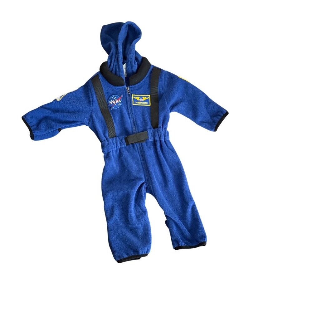Baby NASA Commander Fleece Jumpsuit With Hood 3-6 Months Blue Cuddle Club Funzie